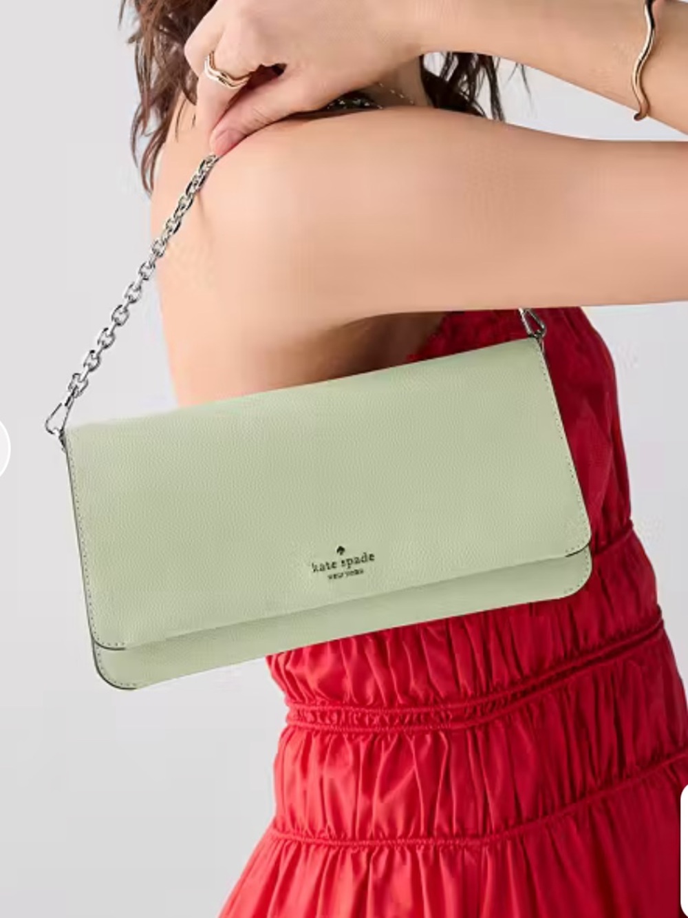 Kate Spade Ivy Lime Frost Pebble Leather Small Flap Crossbody Bag K0455 NEW